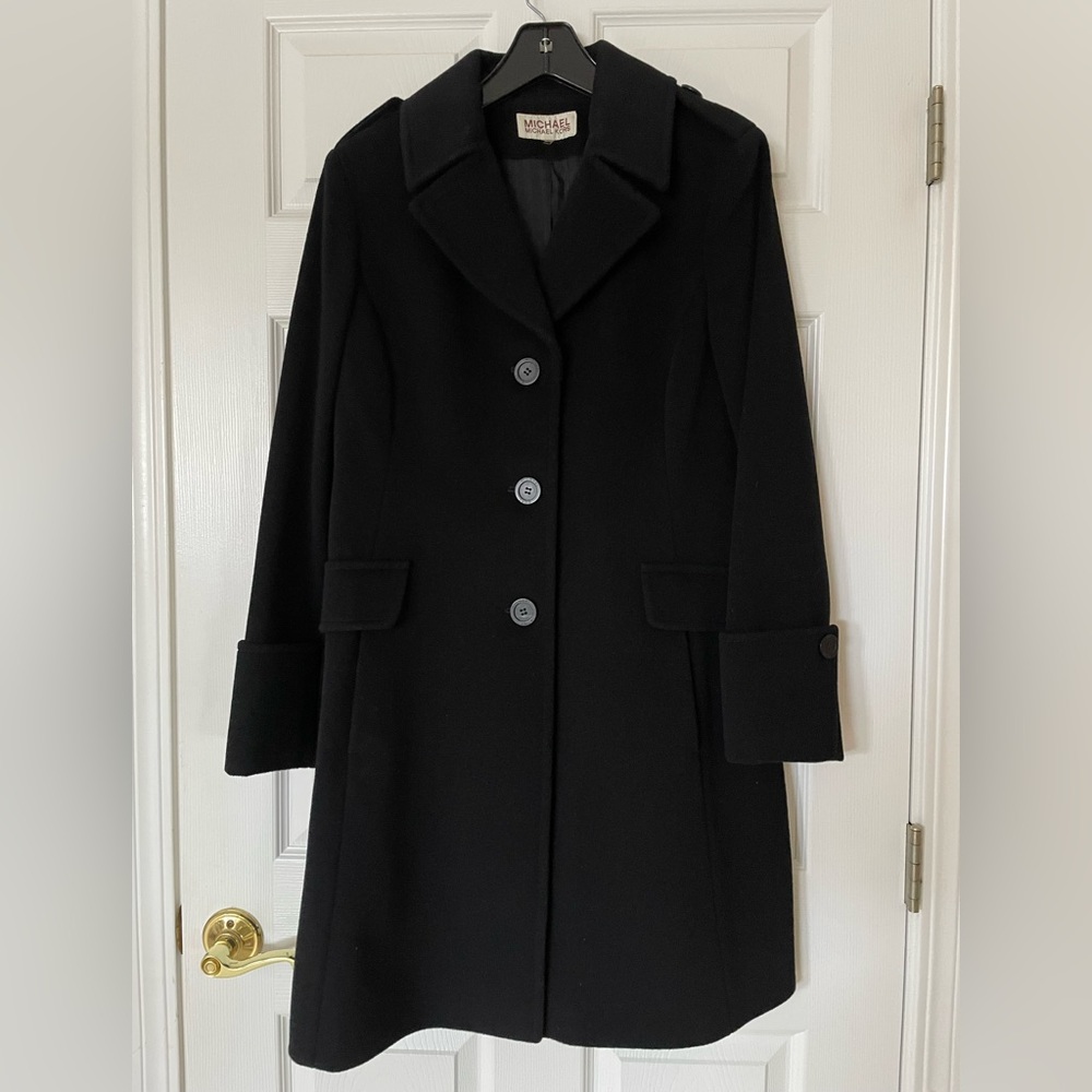 🖤 Michael Kors Black Wool-Blend Coat | Timeless + Tailored 🖤